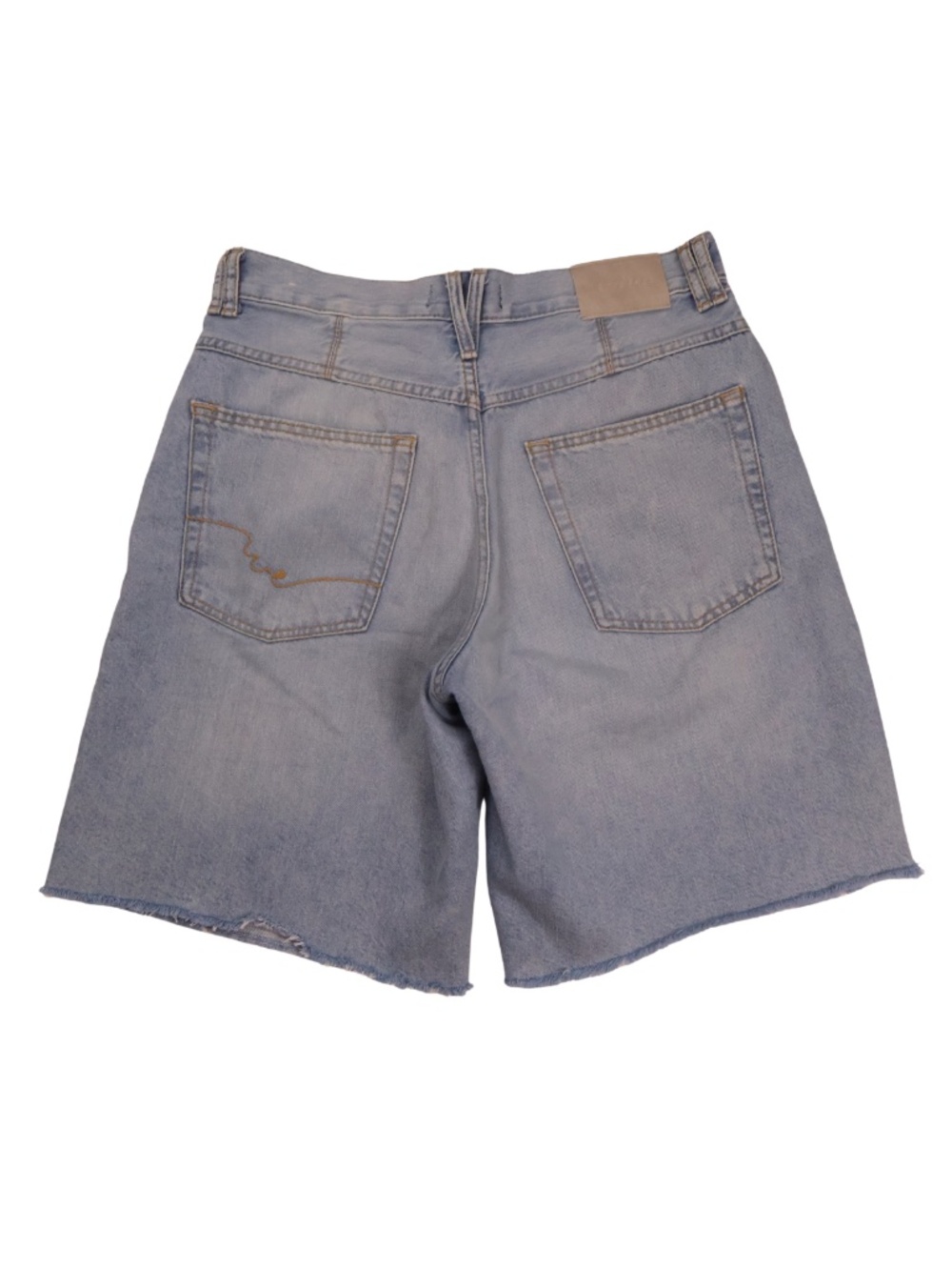 We The Free Denim Bermuda Shorts 27 Light Wash High Rise Raw Hem Longline - Picture 2 of 9